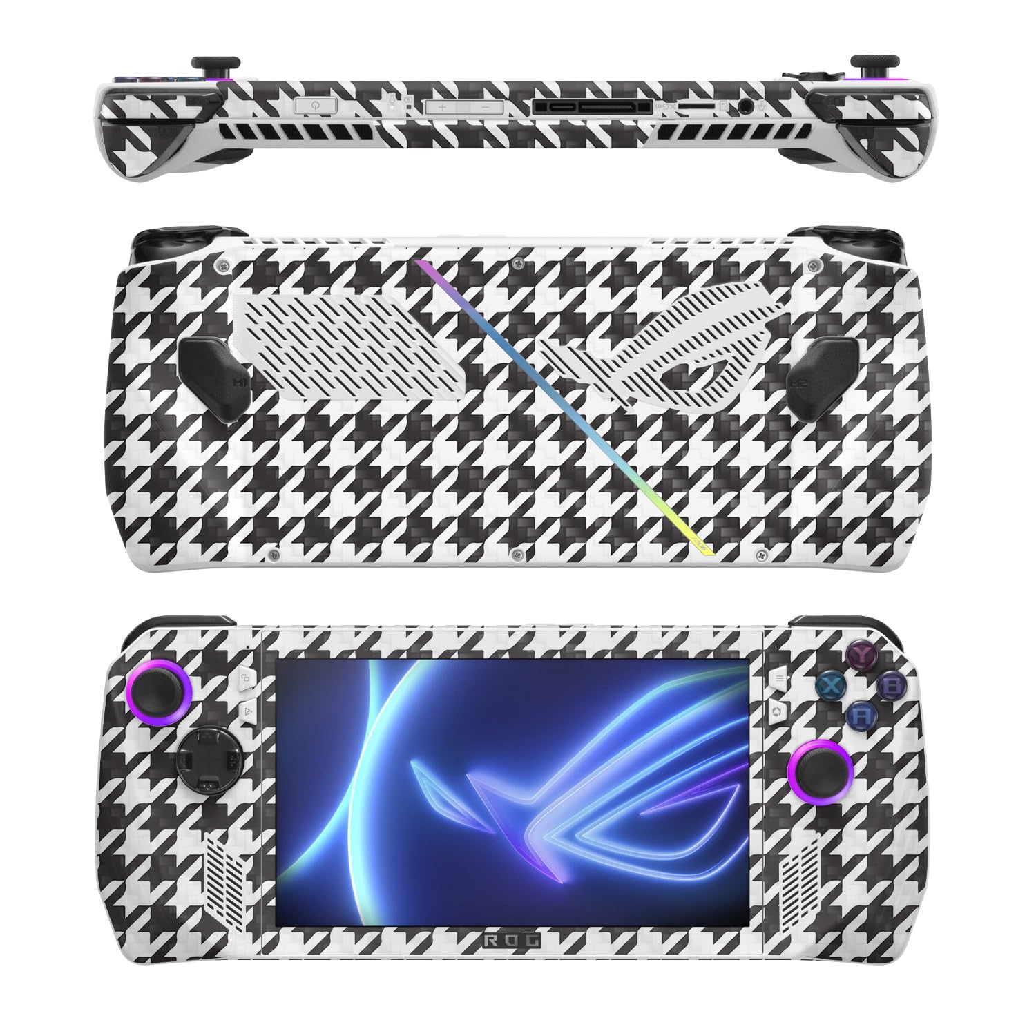 MightySkins Carbon Fiber Skin Compatible with Asus ROG Ally - Houndstooth | Protective, Durable Textured Carbon Fiber Finish | Easy to Apply
