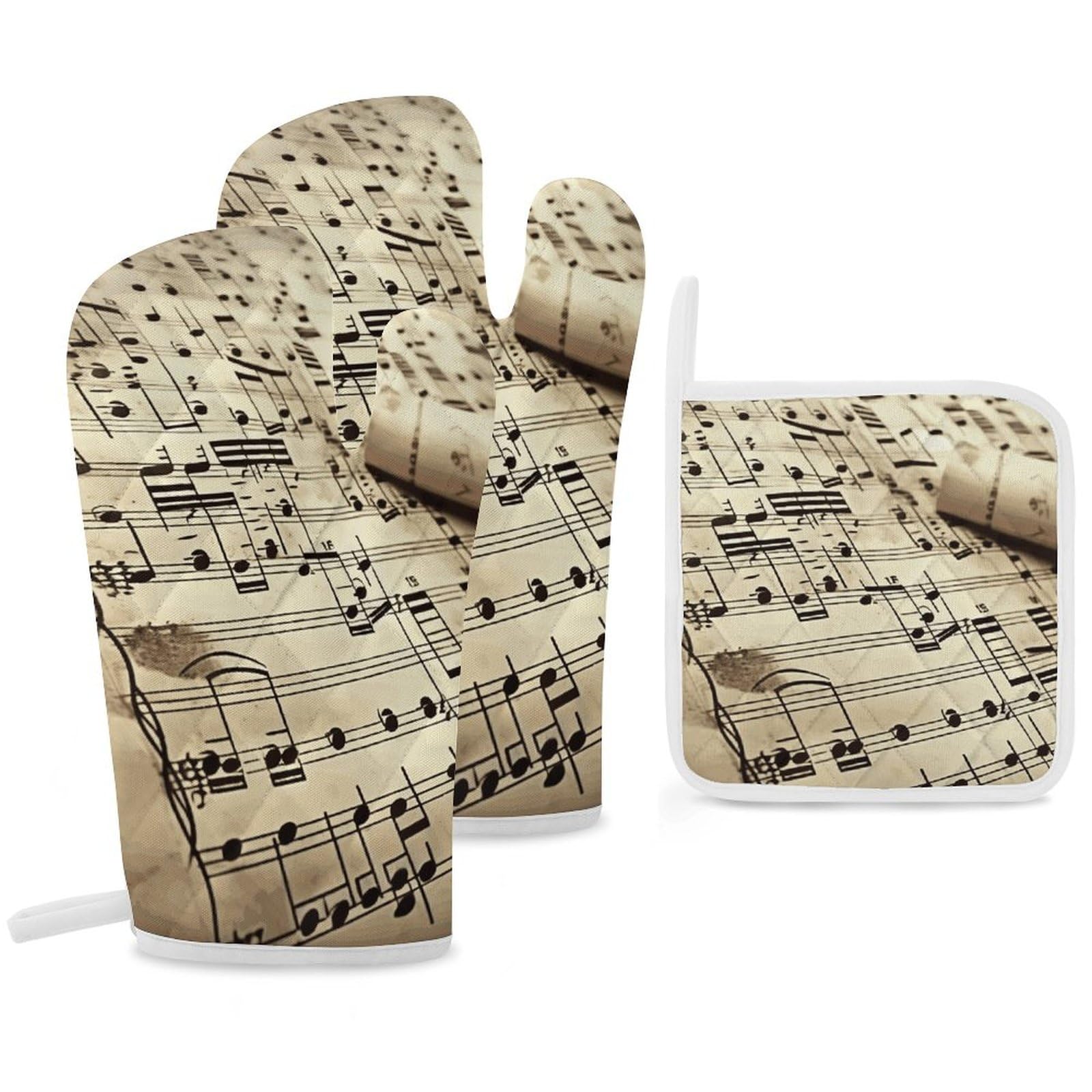 Gants de micro-ondes musique et maniques pour la cuisson au four