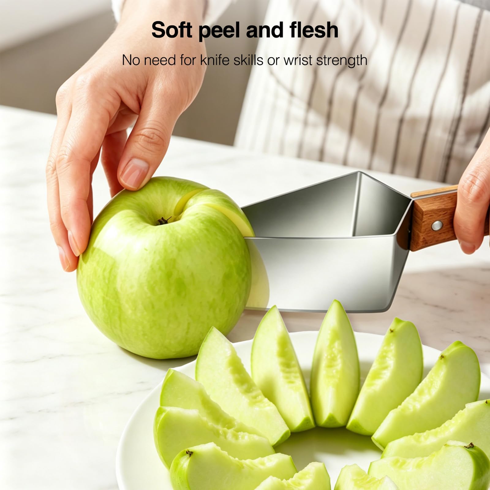 Coupe Pastèque en Acier Inoxydable avec Manche Bois, Trancheur Pastèque Triangle, Watermelon Knife