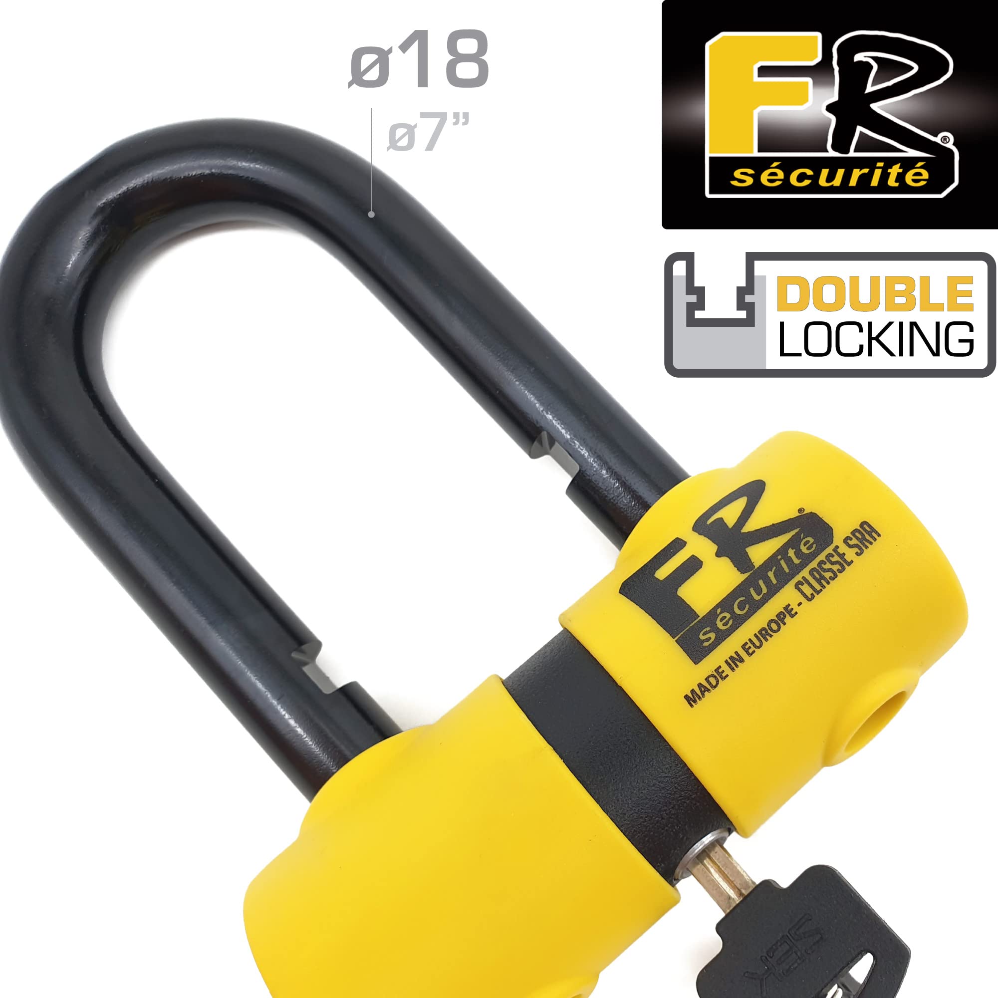 FR SECURITE FR50+10.120L Chaîne Antivol pour Moto et Bloque Disque Mini U Homologué SRA, Protection de Sécurité pour Moto Scooter Vélo Multifonction Anneau en Acier 120cm, ø10mm
