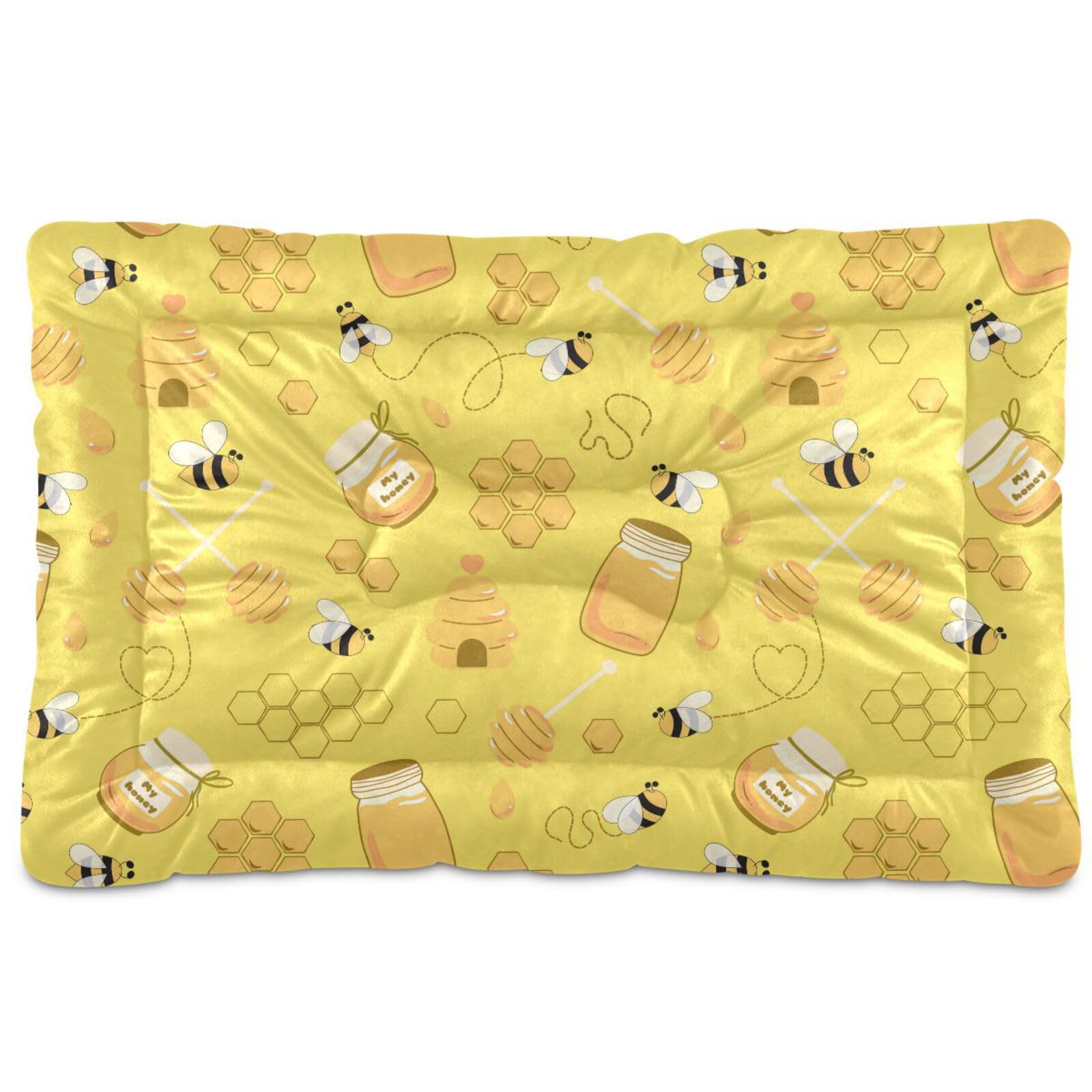 Sletend Yellow Bee Honey Pet Bed Cute Dog Bed Mat Absorbing Non Slip Pad Pet Sleeping Mat for Small, Medium, and Large Dogs Puppy Cat 24 in x 18 in