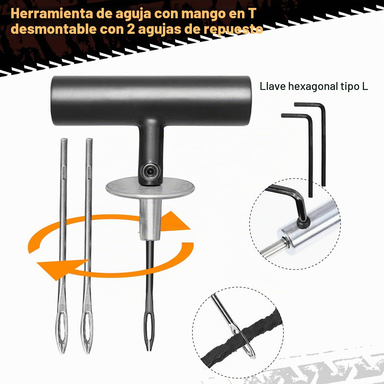 MAIKEHIGH Kit Reparación Neumáticos 100 Pcs, Kit Repara Pinchazos