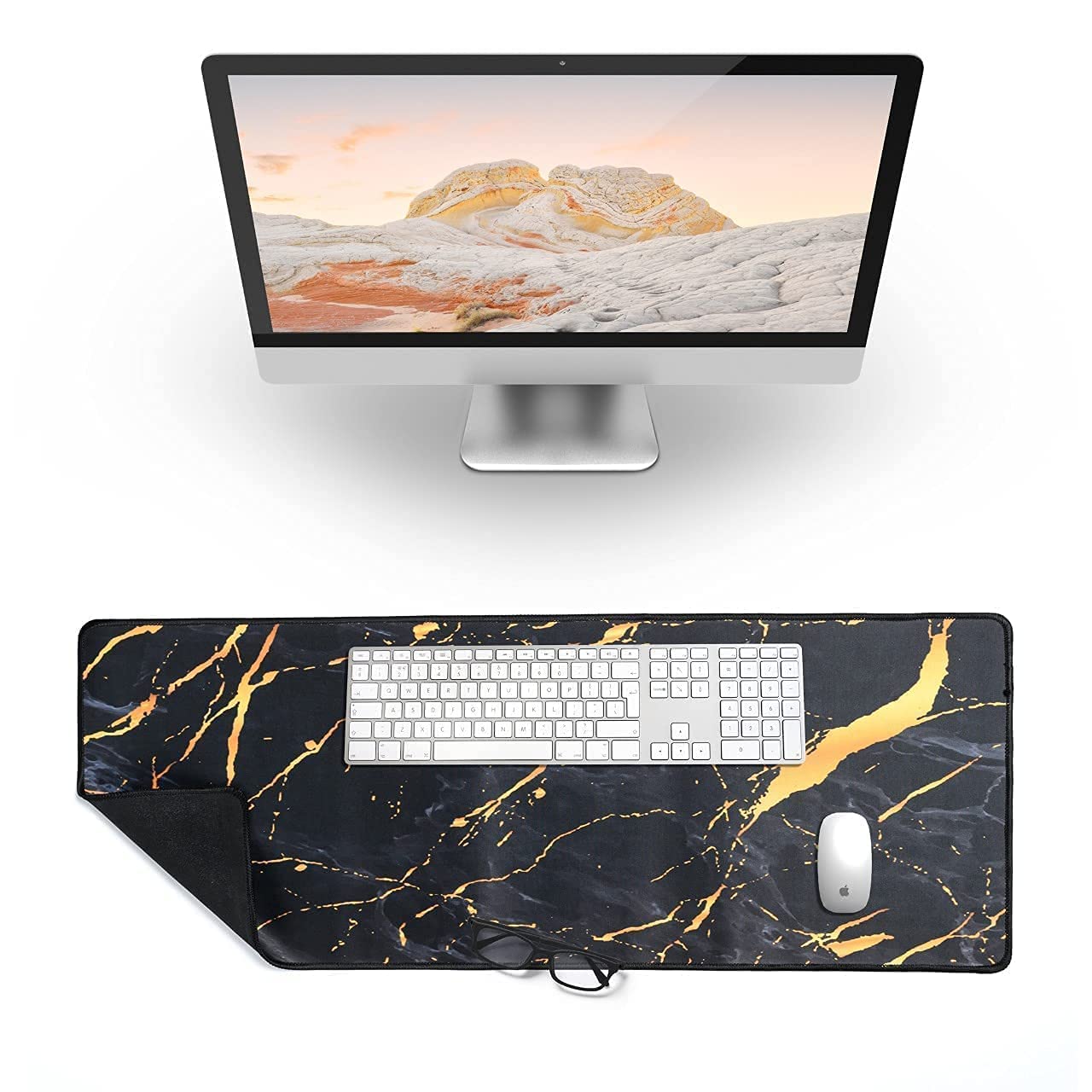 WICHARSH Mouse Pad Large English Shortcut Keys Deskpad Gaming Writing Desk Mats for Office Home Keyboard PC Computer Mousepad Mat Large Area for Keyboard(70 X 30 CM)