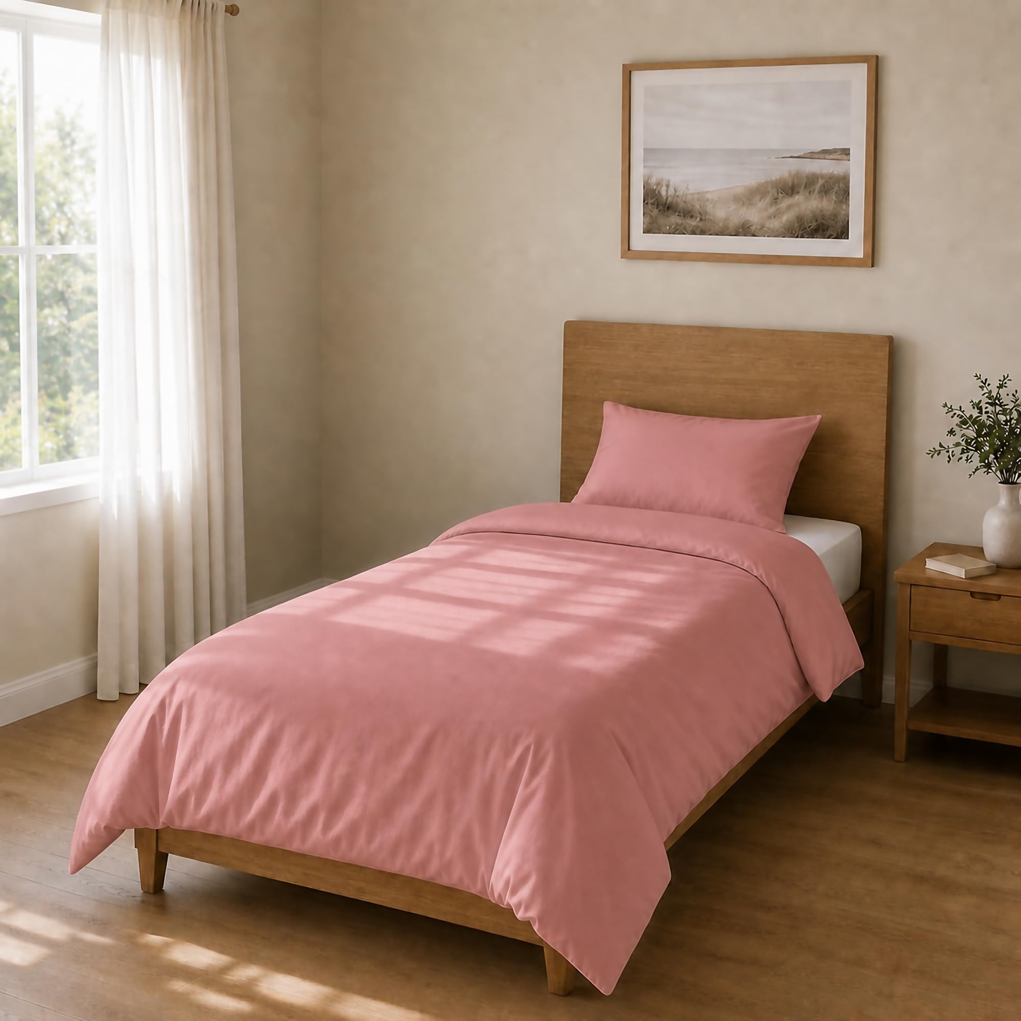 Homebliss Microfibre Duvet Cover Set 150 x 220 + 45 x 75 1 Pieces, Pale Pink