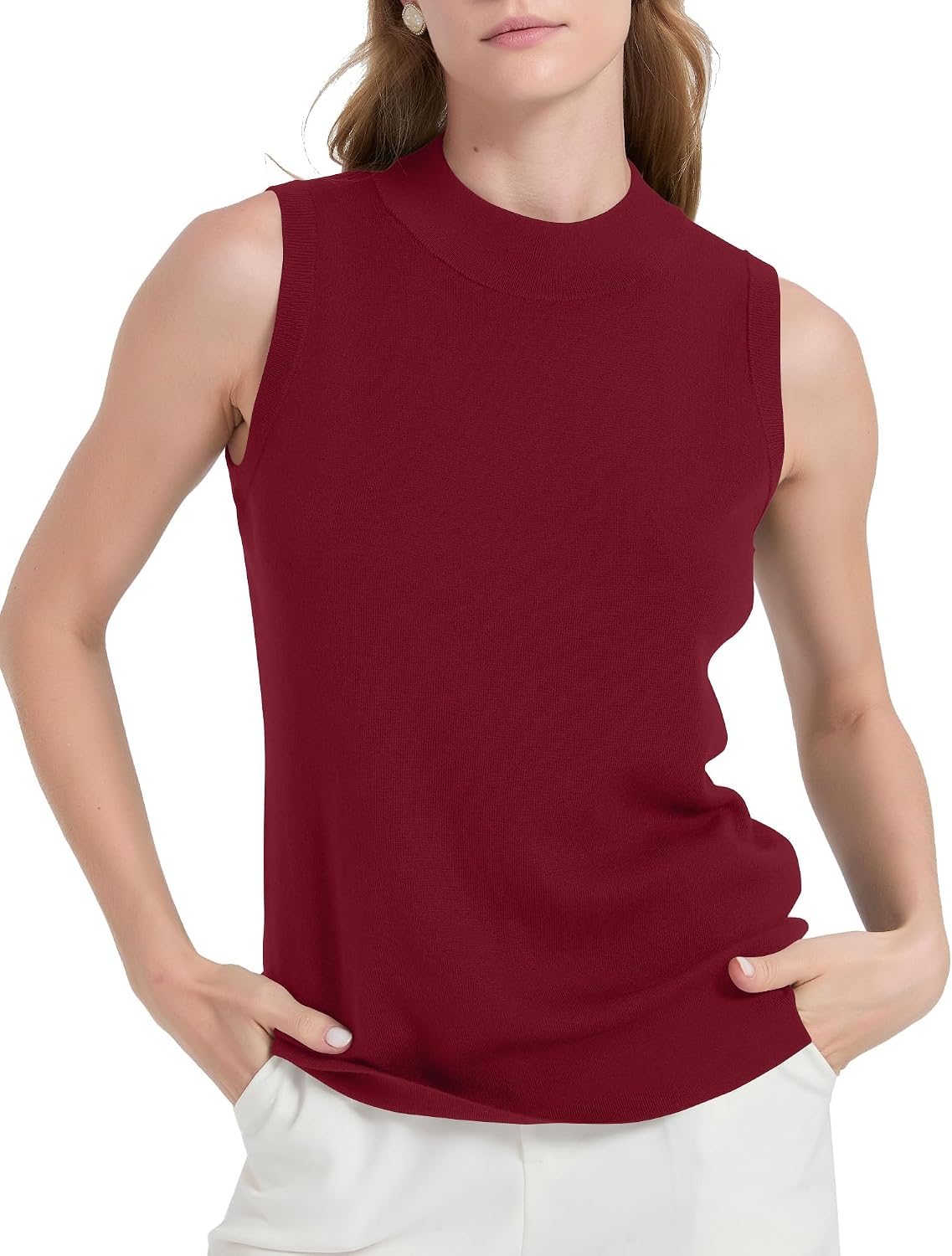 Women's 100% Merino Wool Sweater Tank Tops Soft Mock Neck Sleeveless Knit Vest All-Season Business Casual Tank 2026