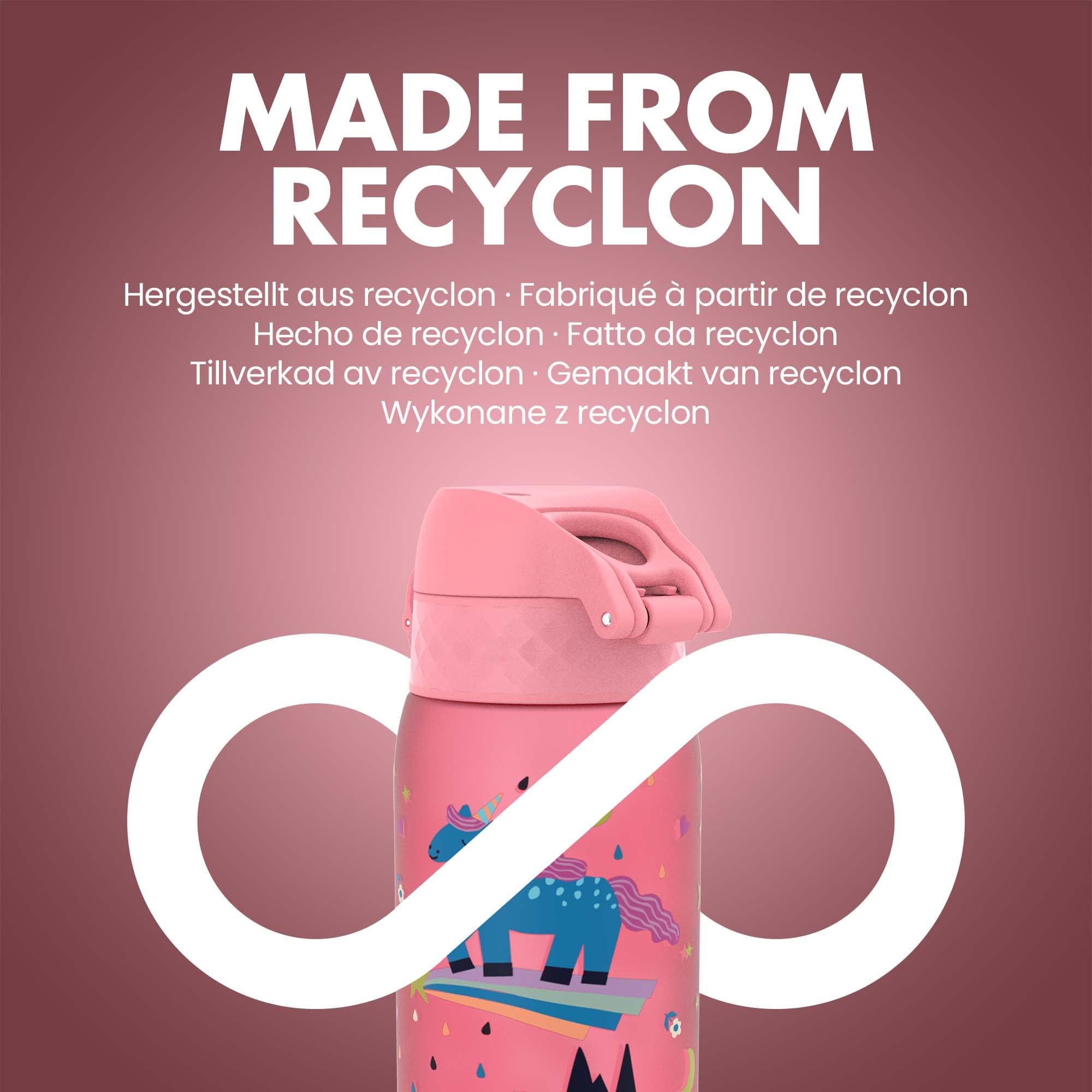 ION8 Borraccia per Bambini, 350 ml, a Prova di Perdite, Facile da Aprire, Serratura Sicura, Lavabile in Lavastoviglie, Senza BPA, Maniglia per il Trasporto, Facile Pulizia, Design Unicorni
