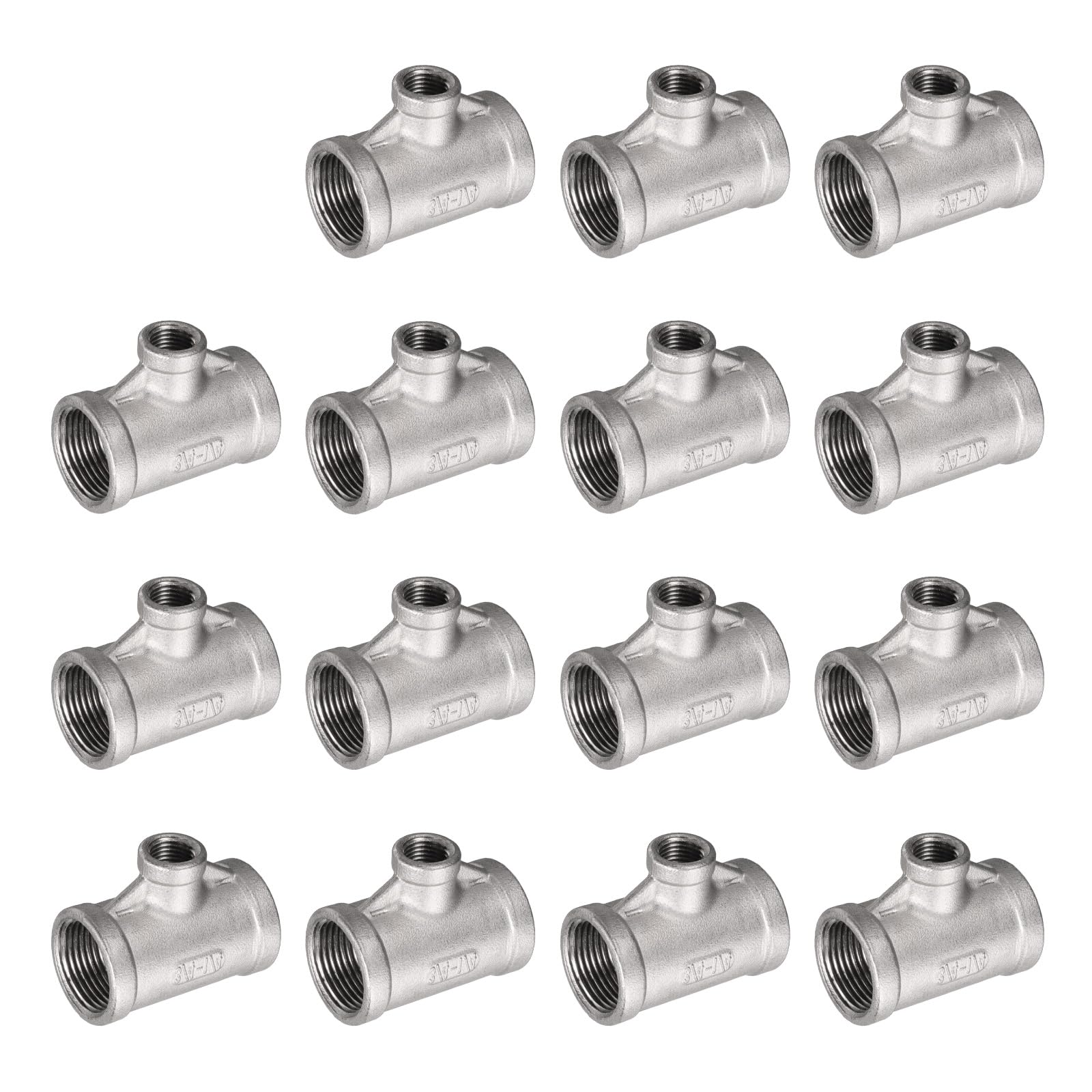 uxcell Acoplador de conector hembra de 3 vías en forma de T de acero inoxidable 304 BSPT x 1/4 BSPT x 3/4 BSPT hembra en forma de T de 3 vías