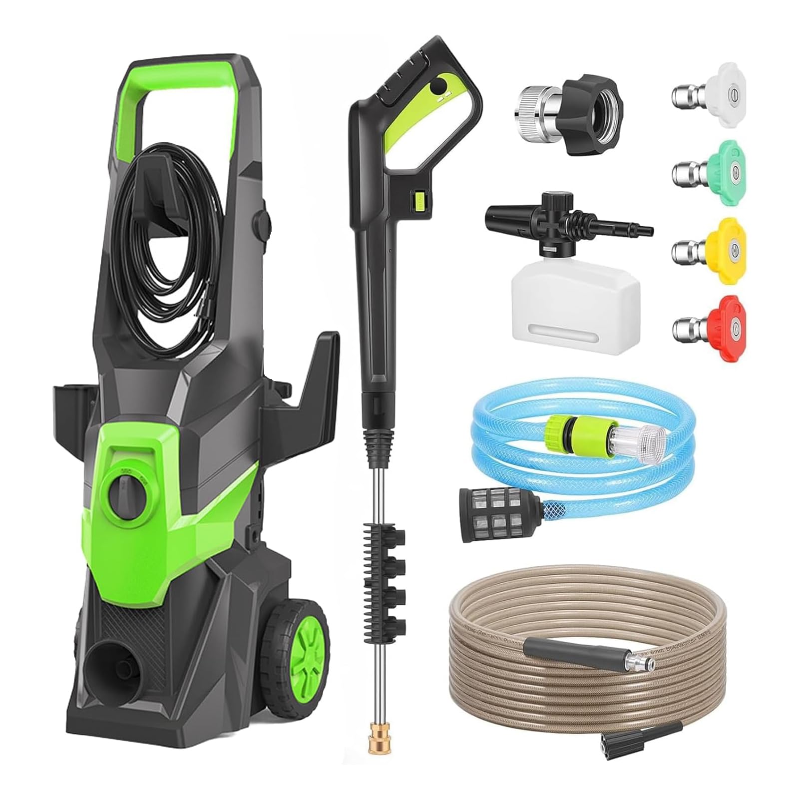 Amazon | AUAU 高圧洗浄機 1800W 17MPa 水道直結 4つのノズル 自吸両用