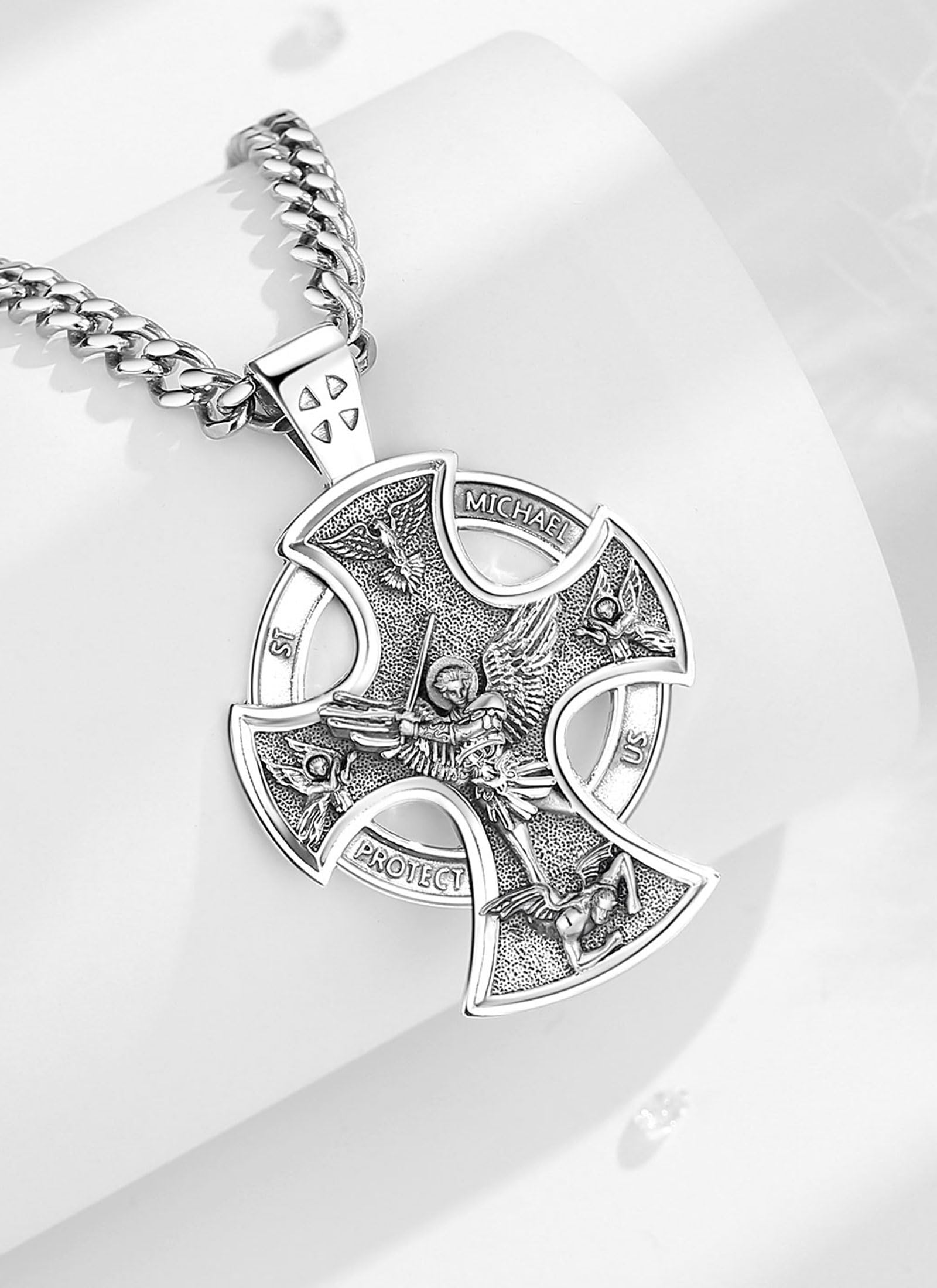 CELESTA Donna Uomo Ciondolo San Benedetto Medaglia San Michele Arcangelo San Cristoforo Medaglia Vergine Miracolosa Protezione Collana Argento Sterling 925 Gioielli Religiosi Regali Cristianesimo