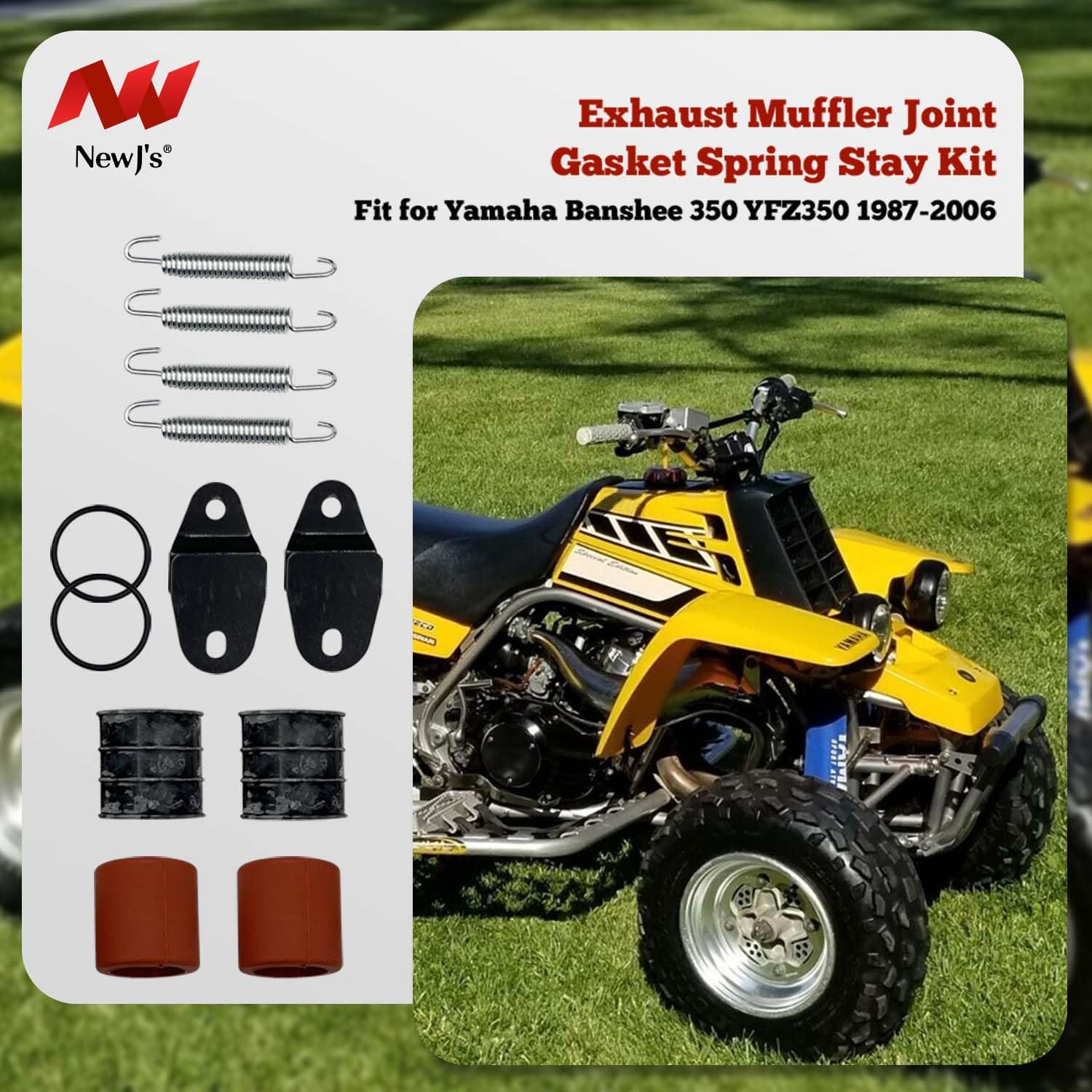 Exhaust Muffler Mounts Aramox 12-Piece Exhaust Muffler Mount Kit For Yamaha Banshee 350 1987-2006 - Includes Hangers, Springs, Gaskets Exhaust Hanger