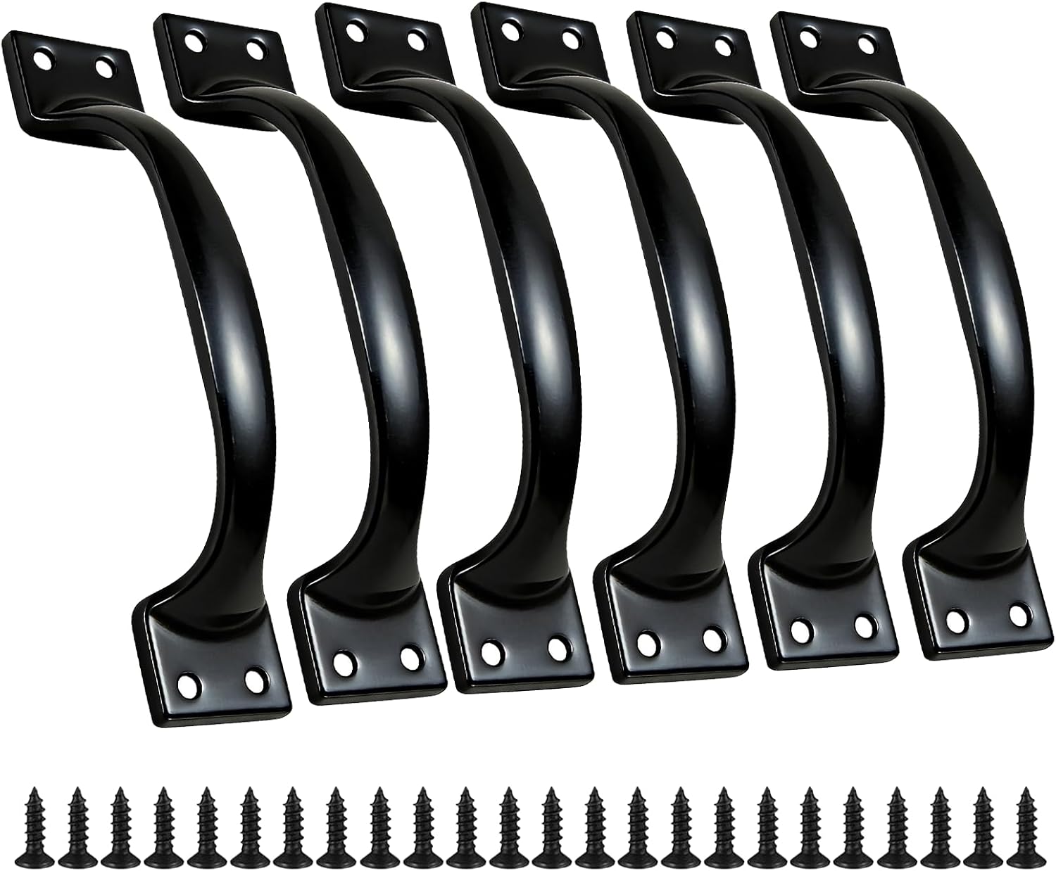 6PCS Cabinet Pull & Door Handle, Premium 5.6-Inch Kitchen Drawer Pulls, Easy Installation, Black Stainless Steel Gate Door Handles for Outdoor, Garage, Bathroom, Cupboard