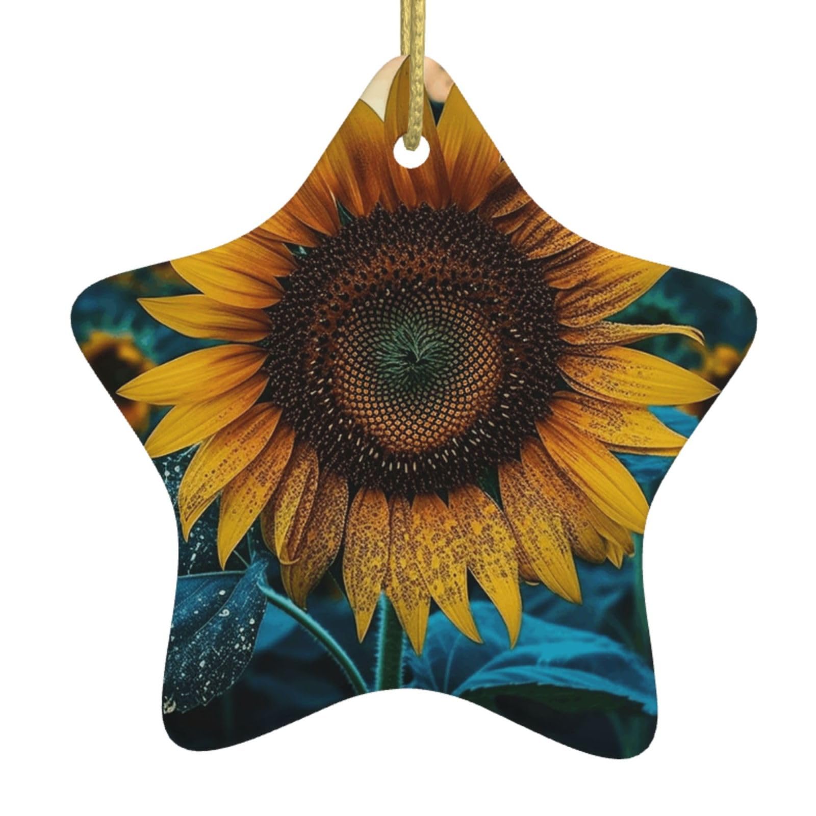 Fodpand Women's White The Most Beautiful Sunflower Christmas Ornaments 2025, Gift Exchange For Men, Collectible Ceramic Ornament Star Hanging Ornaments For Christmas Tree Decoration