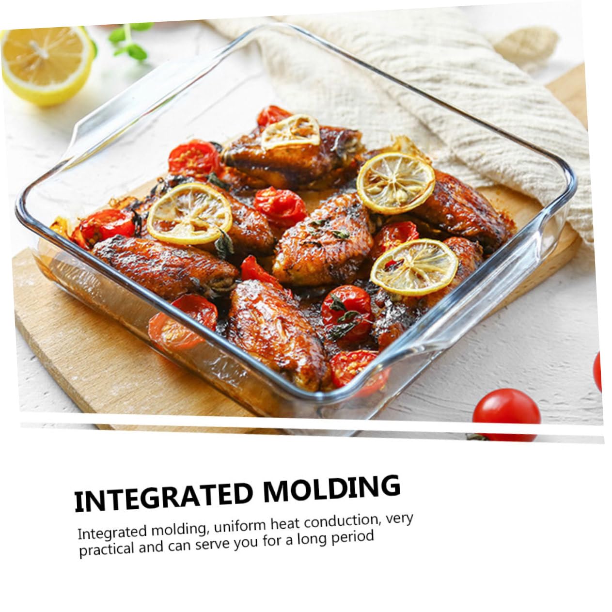 Amosfun Fuente de Vidrio para Hornear Doble Asa de 0.8l, Apta para Horno y Lavavajillas, Adecuado para Pasteles y Verduras Parrilla en Fiestas y Reuniones
