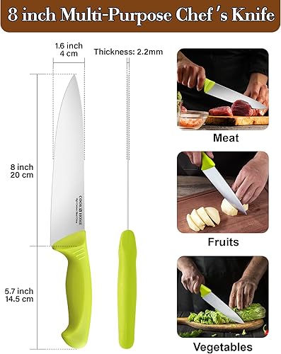 Vista 64 de Cook N Home Juego de cuchillos de deshuesado de 6 pulgadas, acero inoxidable de alto carbono, flexibles curvados y rectos, cuchillos de cocina de 2