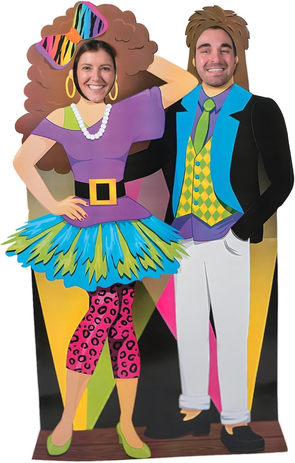 Awesome 80s Couple Life-Size Cardboard Cutout Stand-Up – 42.75" x 68" (1 Piece) – One-Sided Photo Prop; Simple Assembly – Perfect for 80s Proms, Homecoming, Birthdays & Corporate Themes.
