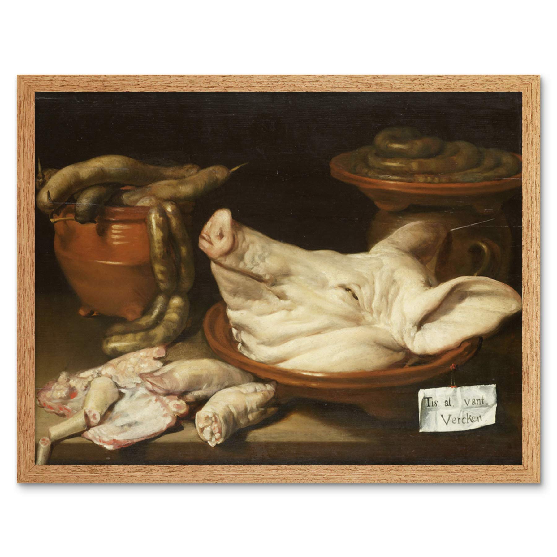 Artery8 Monogrammist Jvr Still Life With Pig'S Head Art Print Framed Poster Wall Decor 12x16 inch