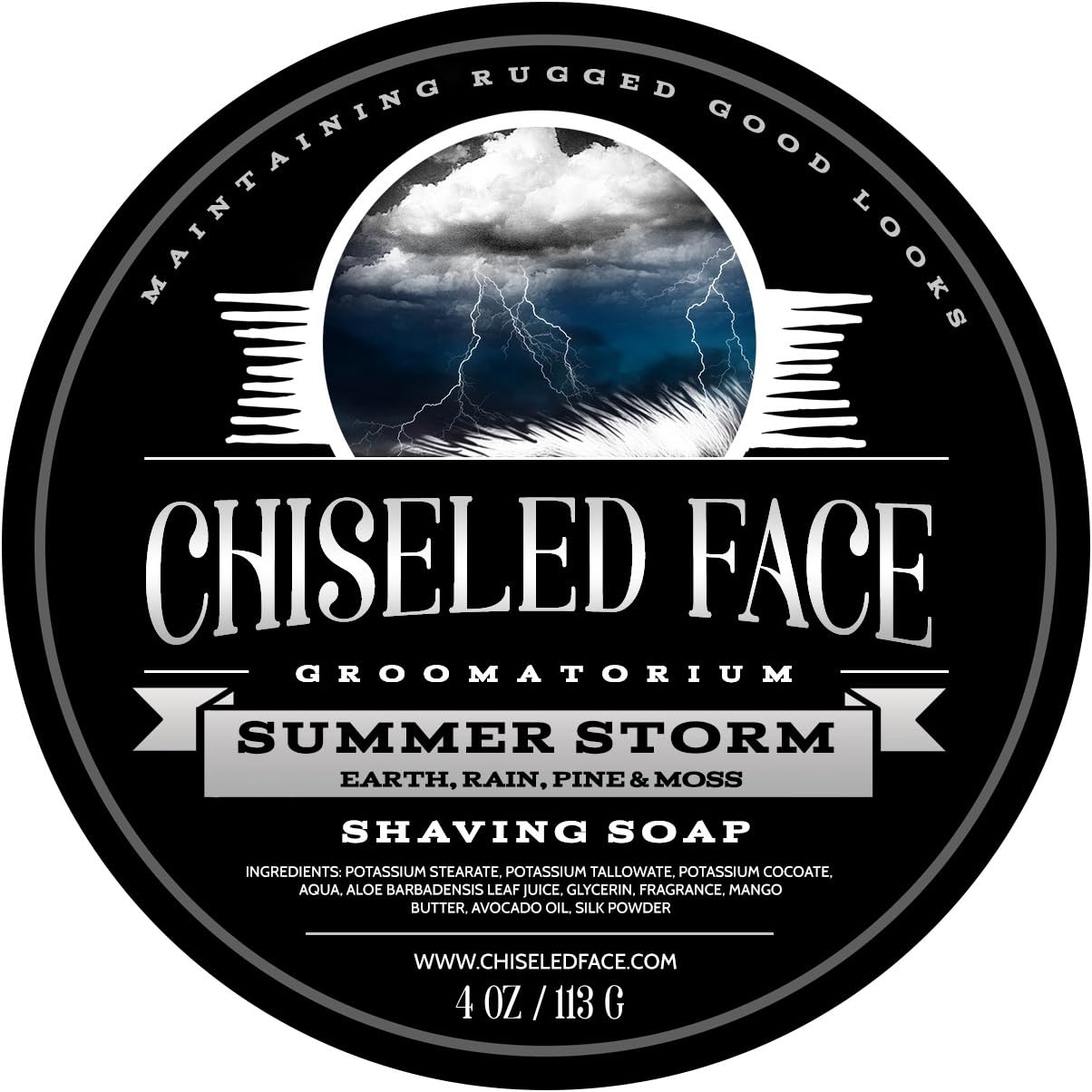 Summer Storm by Chiseled Face — Handmade Luxury Shaving Soap — Rich, Thick Lather — Smooth, Comfortable Shaves — Tallow-Based Soap — Made in The USA