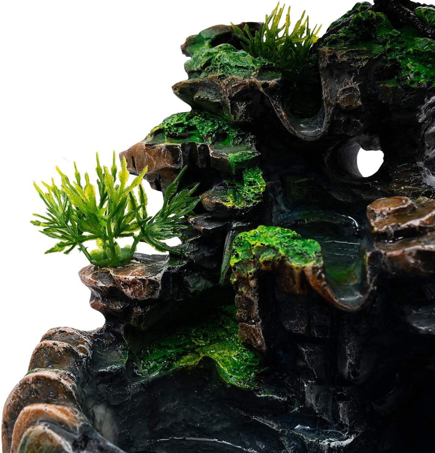 Atomizing Desktop Fountain Waterfall Humidifier for Office Desk Decor Geomancy Tabletop Fountain, with Rockery & Bonsai, Zen Meditation Indoor Relaxation Feature, Illuminated Home Bedroom