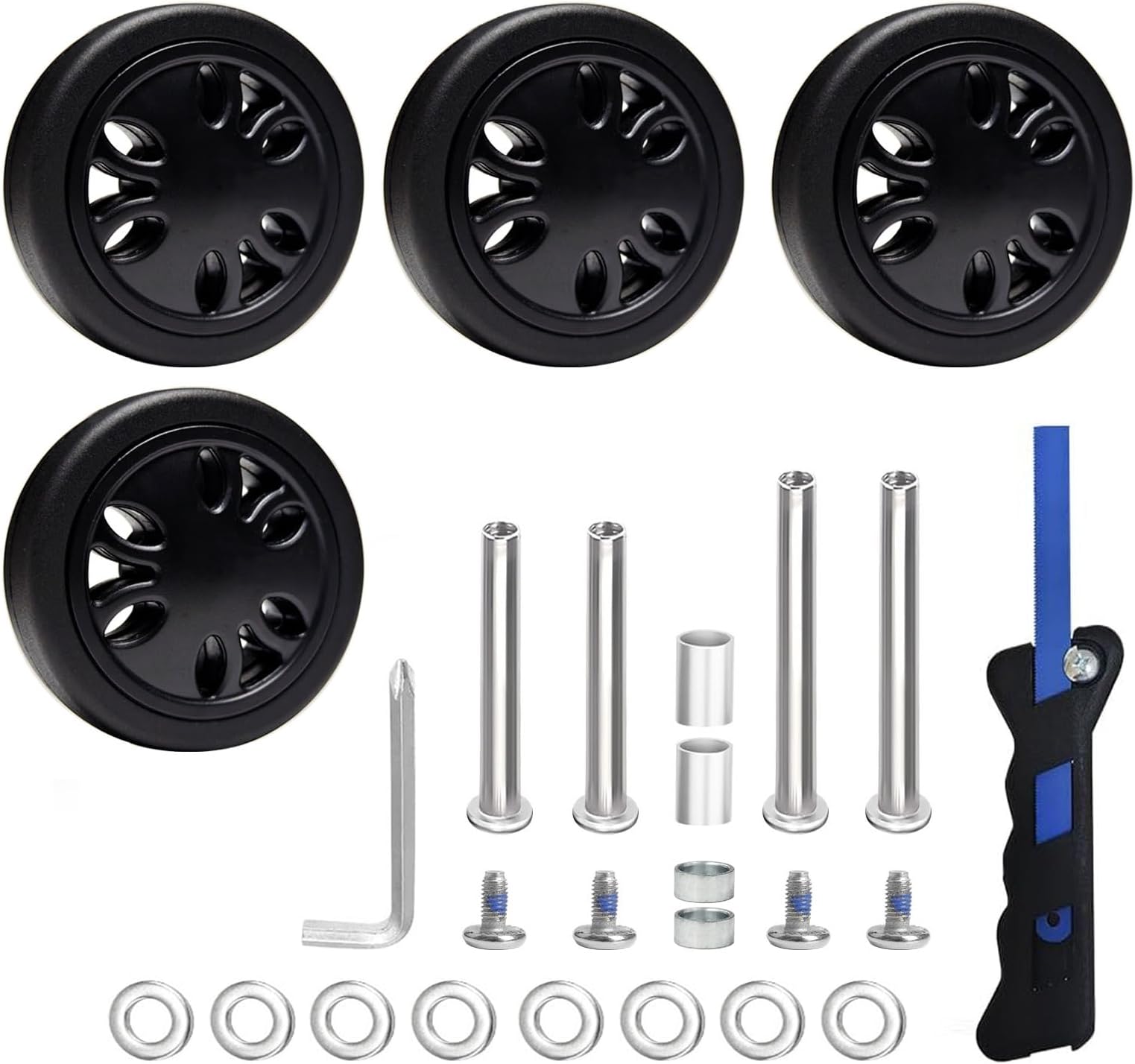 4PC Suitcase Replacement Wheels 2in Spinner Wheel Rubber Mute Flexible Smooth for Damaged Luggage Trolley Caster Repair
