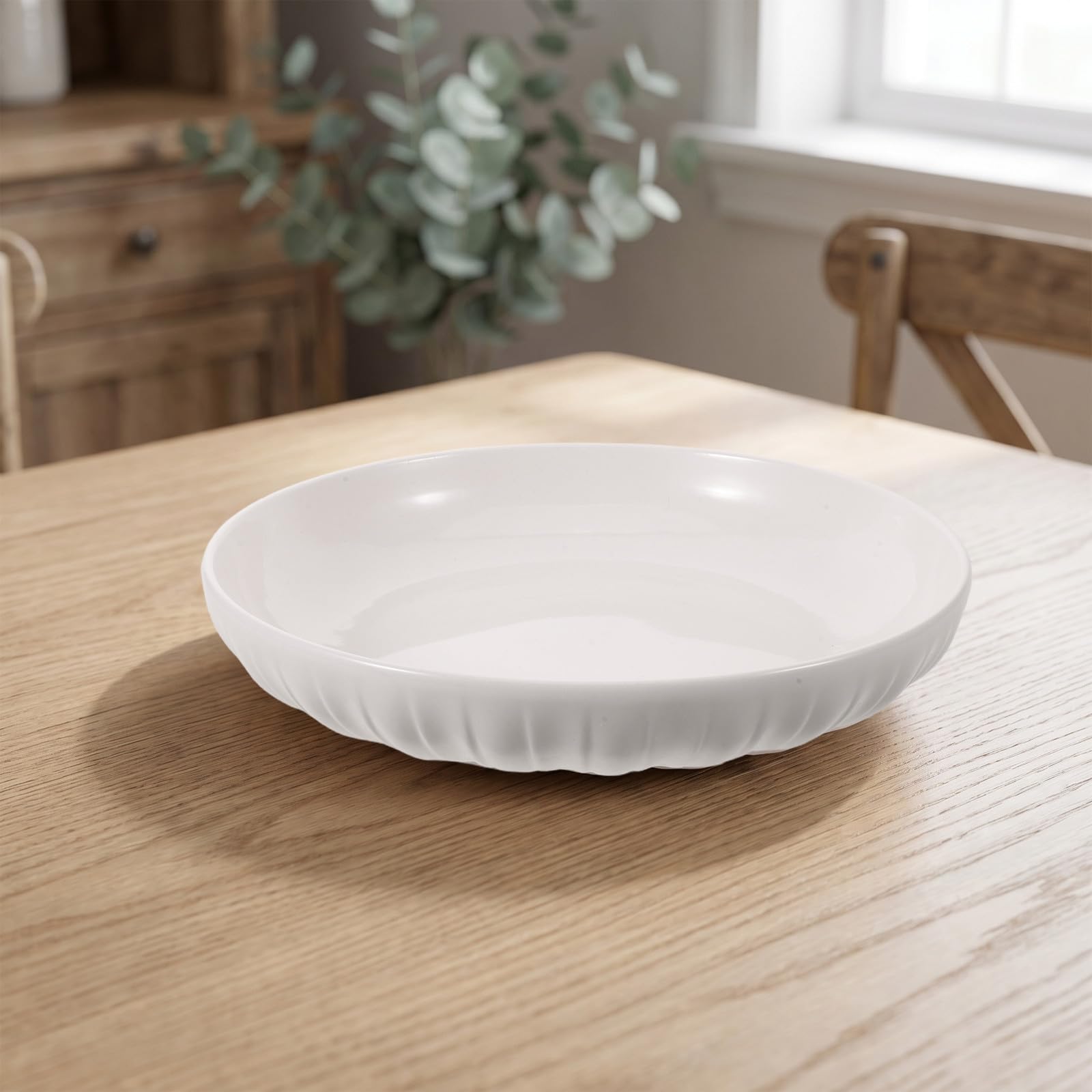 Zerodeko Plato llano de cerámica white, bandeja redonda minimalista