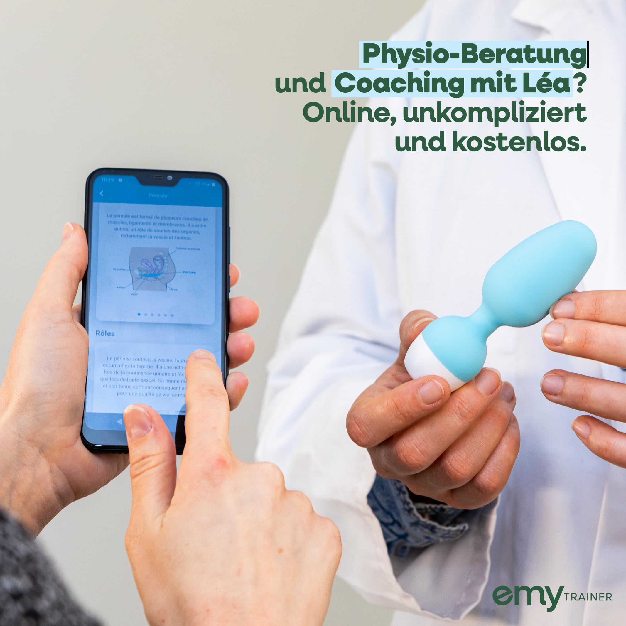 EMY Beckenbodentrainer für Frau – Auf Rezept erhältlich | Kegel-Übungsgerät mit App | Stärkt die Beckenbodenmuskulatur | Gegen Blasenschwäche & Inkontinenz | Medizinprodukt