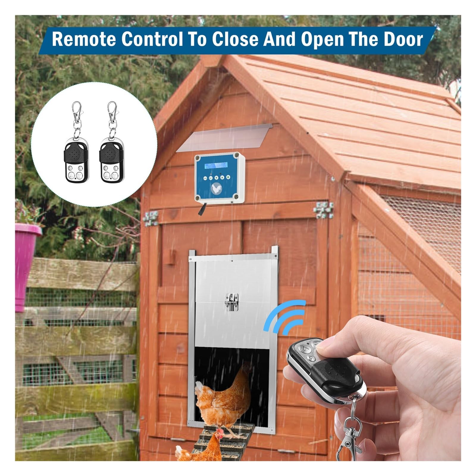 Porta Automatica Del Pollaio Con Sensore Di Luce, Timer Aperto E Chiuso, Schermo LCD, Alimentazione A Energia Solare Sicuro E Affidabile