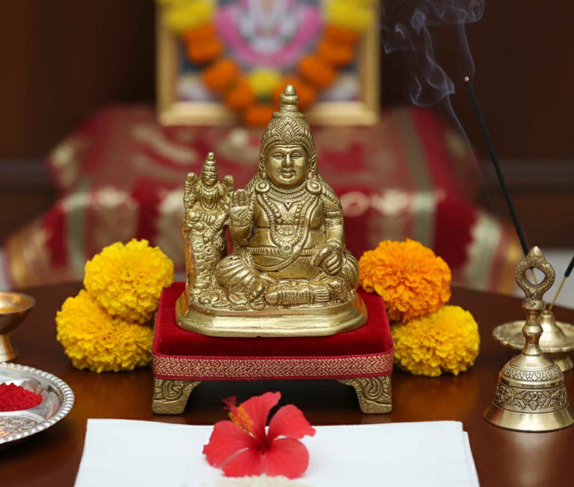 ESPLANADE Brass Laxmi Kuber Idol for Pooja or Home, Workplace, Office Desk (Gold, 4.25)