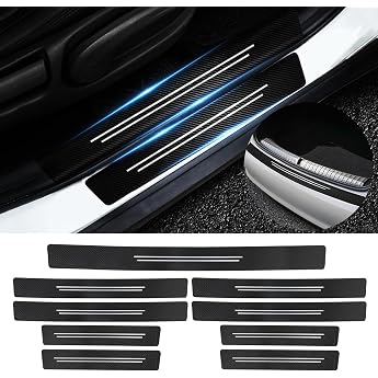 ft funtor carbon fiber patterned car door sill protector door sill sticker universal car door protection carbon fiber bumpers anti-scratch suitable for all vehicles 9 pieces
