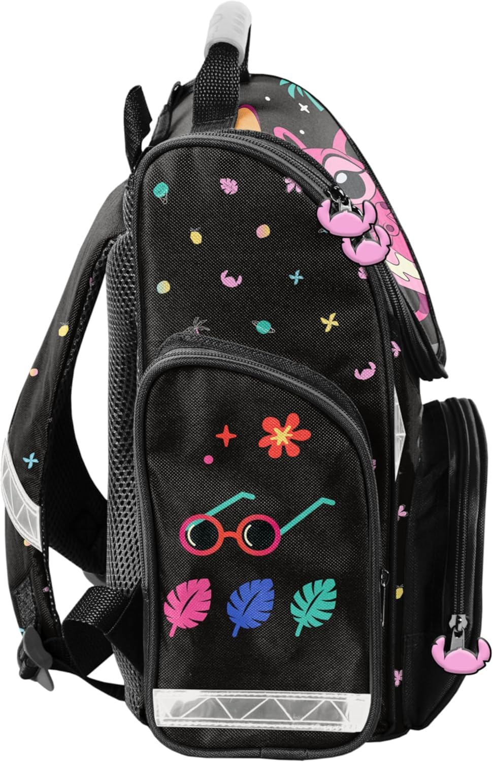 PASO - Schulranzen für Jungen und Mädchen, 8er-Set - Schul-Rucksack für Kinder mit Federmäppchen- Schuhbeutel Hausaufgabenheft- Stitch