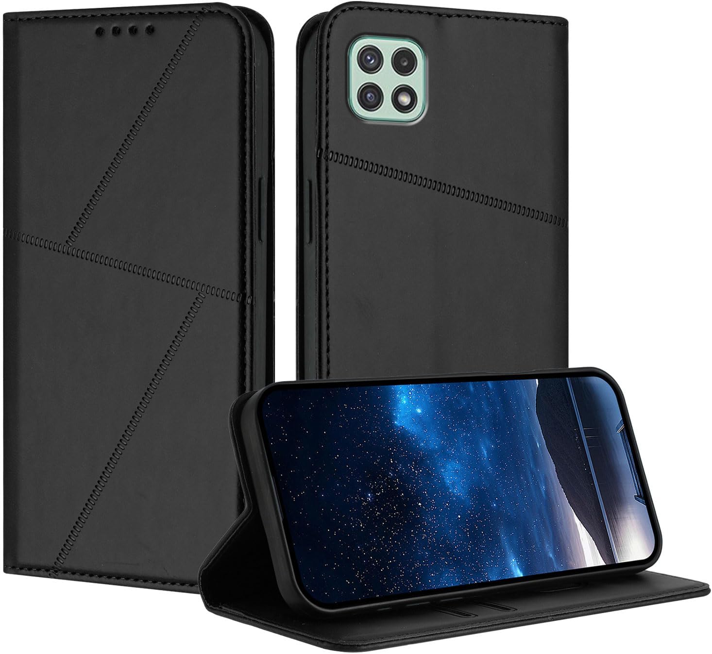Cover Compatible with Samsung Galaxy A81 / Note 10 Lite / M60S Magnetic Closure [PU Leather + Phone Case] Wallet Card Slot Flip Stand Black