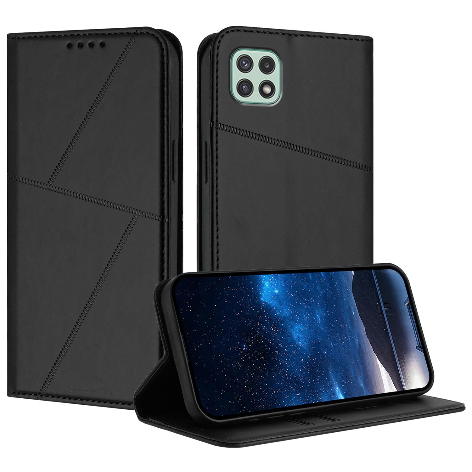 Cover Compatible with Samsung Galaxy A81 / Note 10 Lite / M60S Magnetic Closure [PU Leather + Phone Case] Wallet Card Slot Flip Stand Black