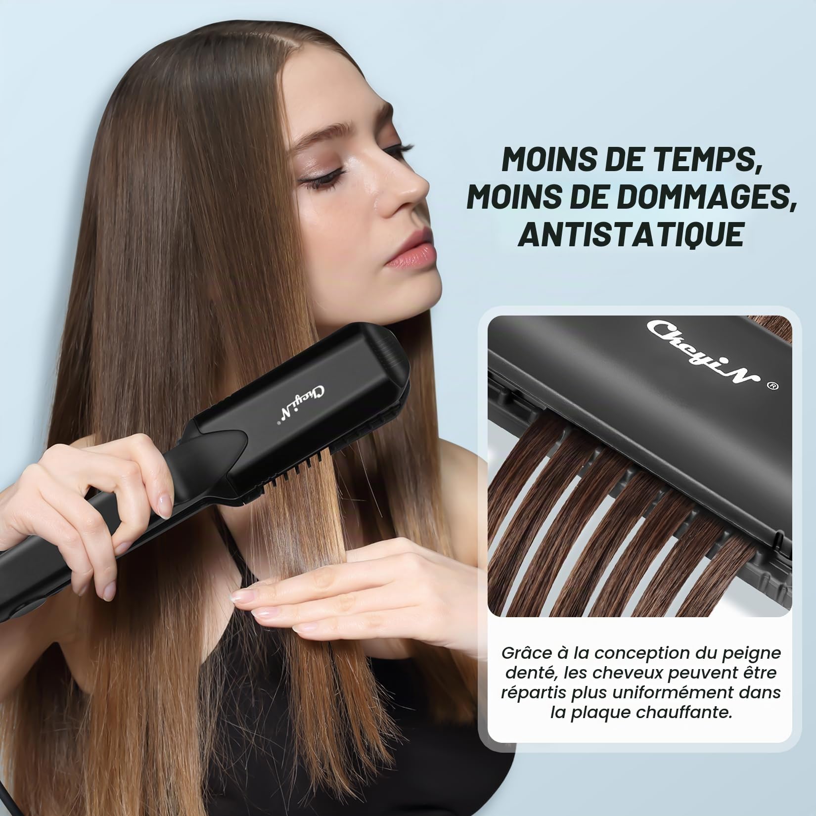 Lisseur Cheveux 4 en 1, avec 4 plaques interchangeables de fer à friser plat en céramique, lisseur cheveux avec Gant Anti-brûlure, Fers à friser pour la texture en Ondulations zigzag & volume