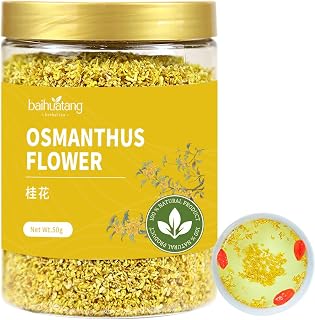 Baihuatang Natural Dried Osmanthus Flower for Tea 1.76oz/50g Premium Osmanthus Fragrans Herb Gui Hua Dried Intact Blossoms, Stem-Free, Bright Golden Hue, Rich Aroma 桂花 桂花糕 桂花蜜 无硫无杂