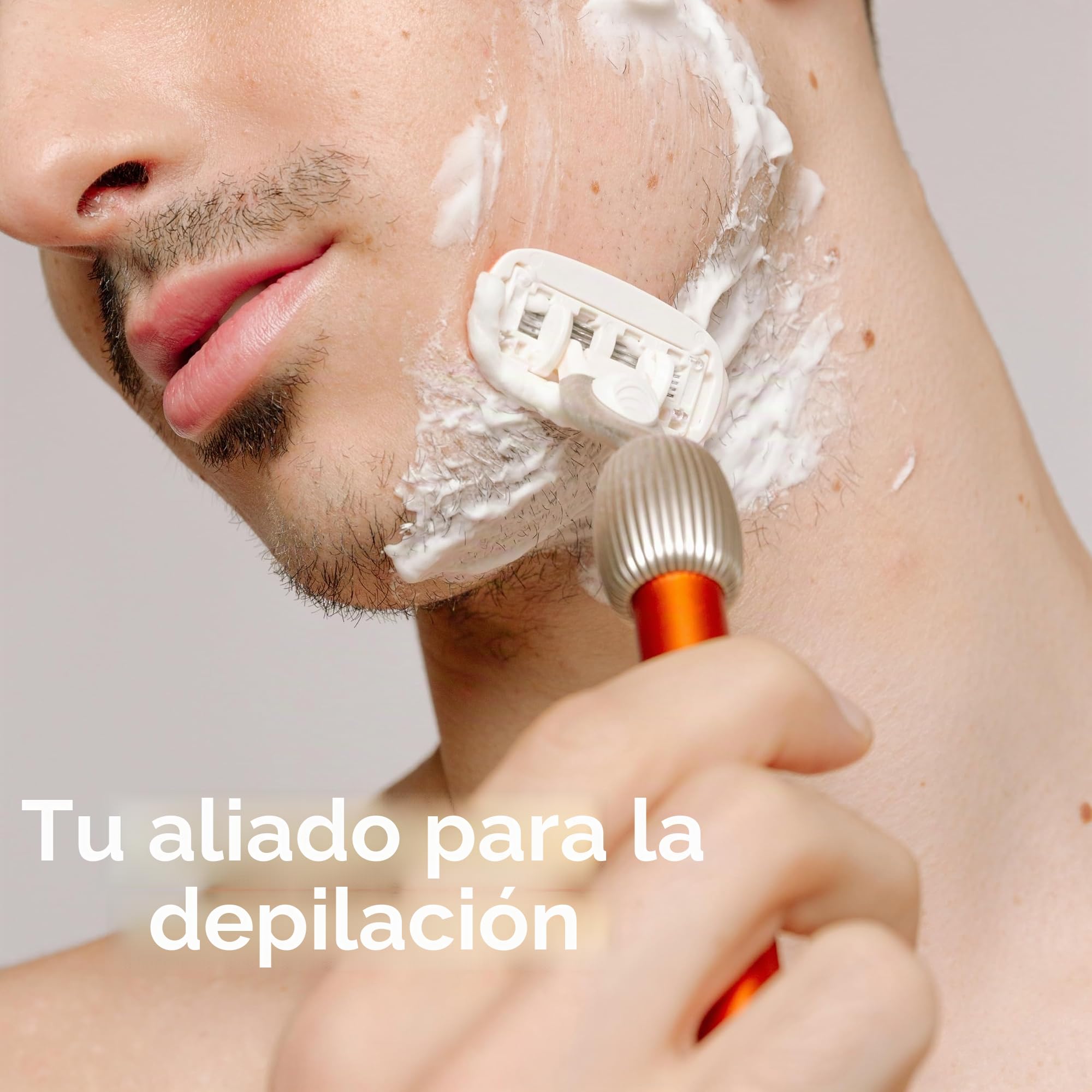 Fler The Razor Shave Set - Maquinilla de Afeitar para Mujer con Cabezales Intercambiables, con Soporte, 6 Cuchillas de Repuesto y Funda Protectora, Cuchilla Unisex con Aloe Vera, Vitamina E (Naranja)