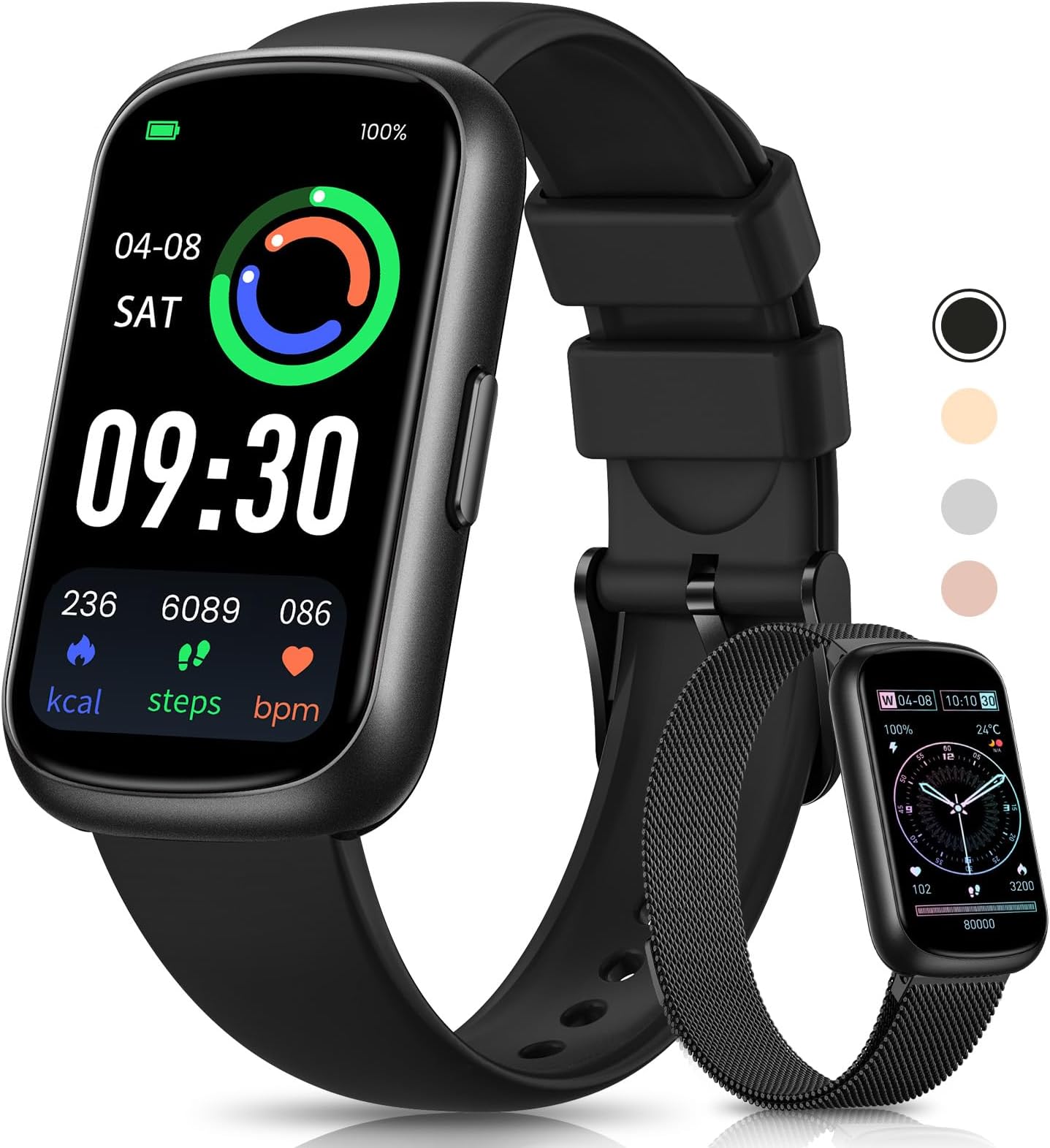 Fitness Tracker, 1.47" Fitness Watches for Women/Men with 20+ Sport Modes, Smart Watches for Women with Heart Rate/SpO2/Sleep Monitor, Activity Tracker & Smart Watch for Android/iOS Phones (2 Bands)