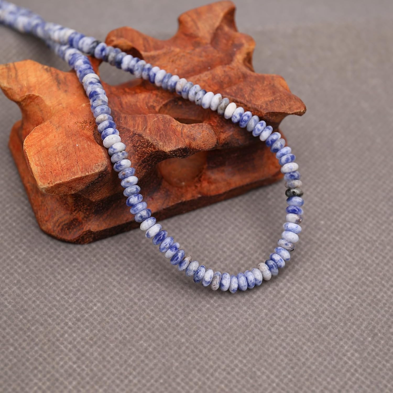 BONNY BOXX 1 Strand (150PCs) Natural 2 * 4mm Blue Dot Rondelle Beads, Natural Abacus Disk Stone Beads Loose Spacer Gemstone for DIY Bracelet Necklace Jewelry Making - Image 4