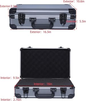 16in Reinforced Aluminum Hard Case with DIY Customizable Foam Inserts (15.9 x 9.7 x 4.8in Interior)