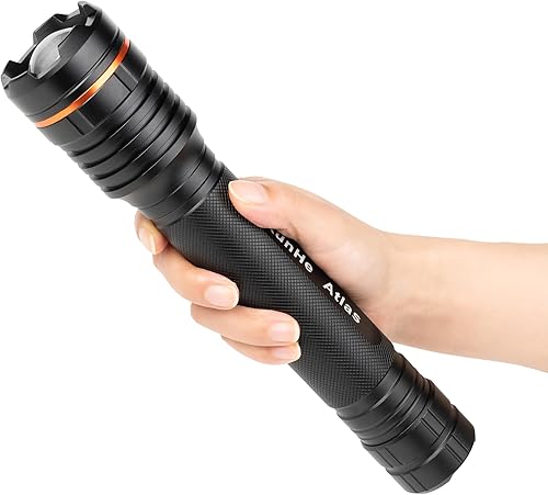 KunHe Linternas LED de célula 3D de alta resistencia, gran aluminio, con zoom de alto lúmenes, 1000 LM, linterna de policía alimentada por batería,