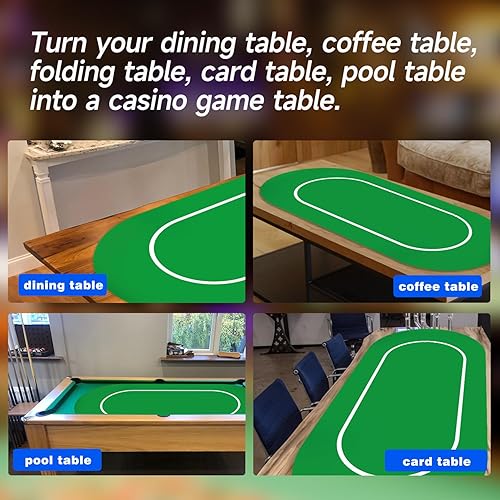 Miniatura 7 de GSE Games & Sports Expert Alfombrilla de diseño de mesa de póquer de casino con bolsa de transporte, tapete de goma antideslizante para fiestas de