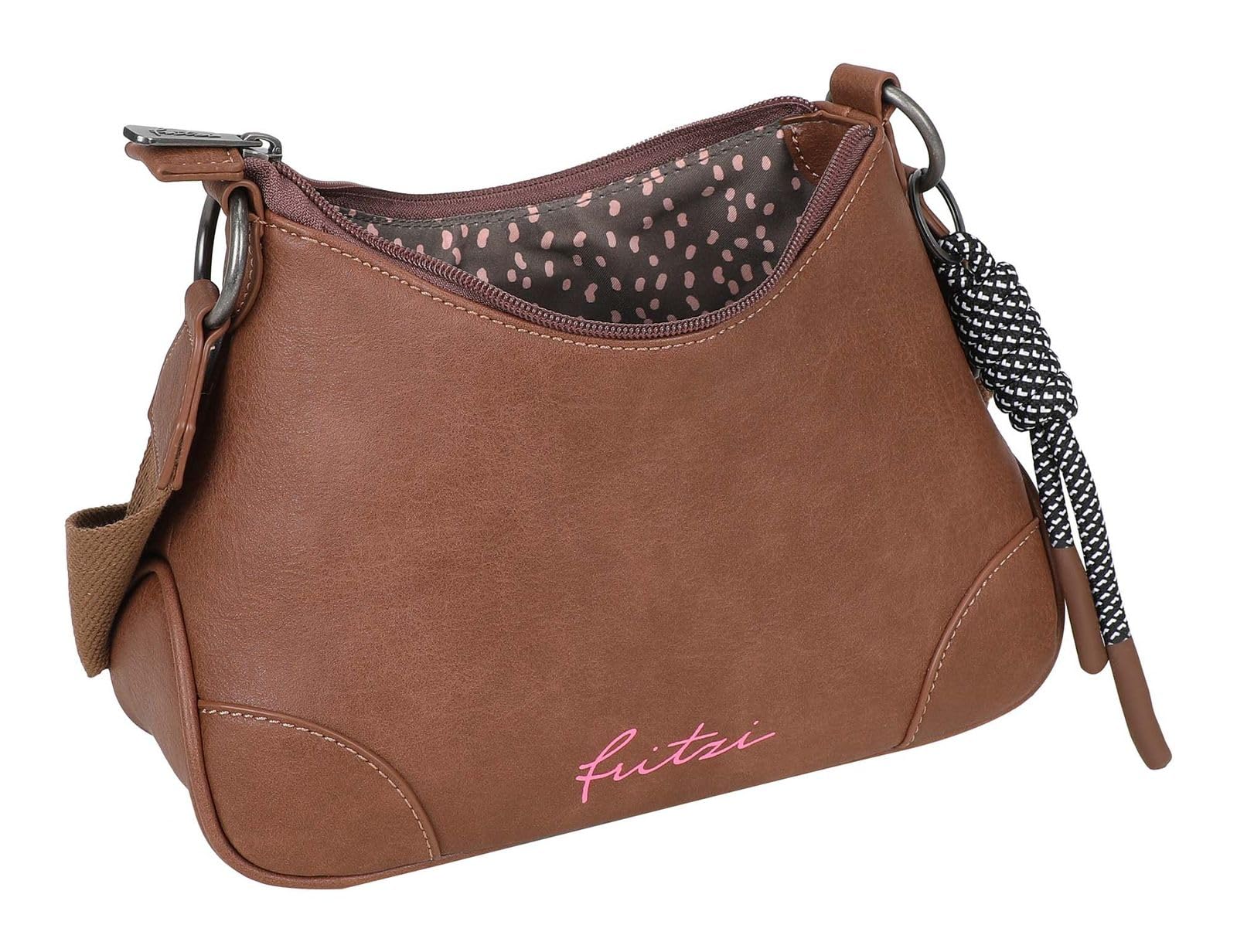Fritzi Cross Lou Crossbody Damen Umhängetasche Schultertasche Lederimitat Reißverschluss Gurt Alltag Reisen Freizeit 26 x 22 x 10 cm – Schwarz, Grau, Braun, Blaugrau, Beige, Taupe, Blau, Rot, Gelb