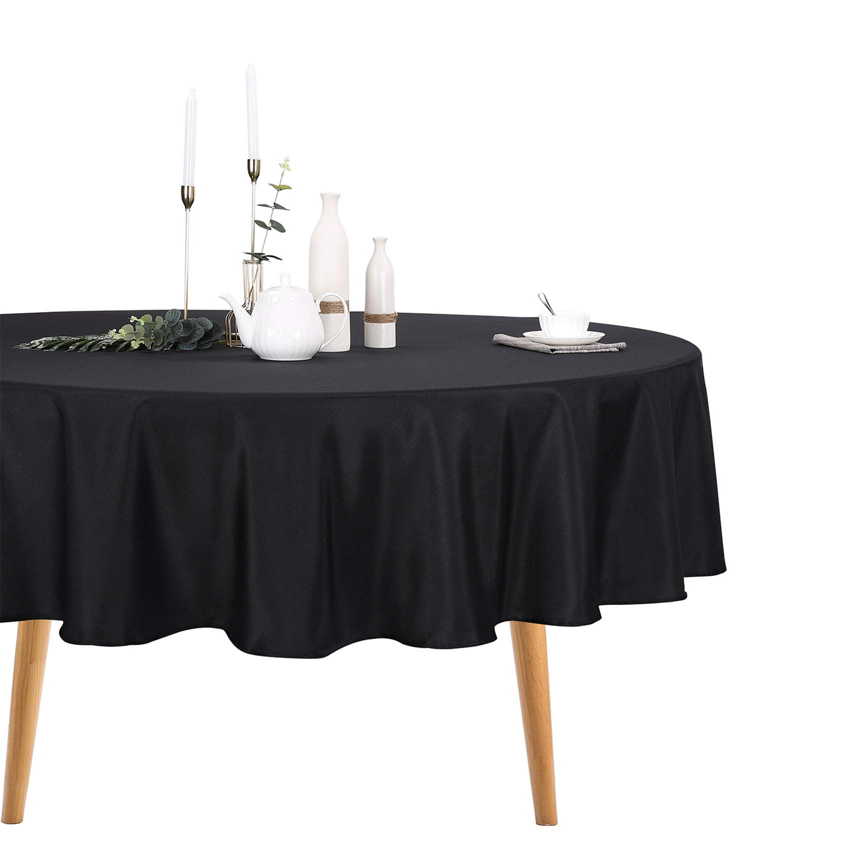 Ascoza 12pack 70 Inch Black Round Tablecloth in Polyester Fabric for Wedding/Banquet/Restaurant/Parties