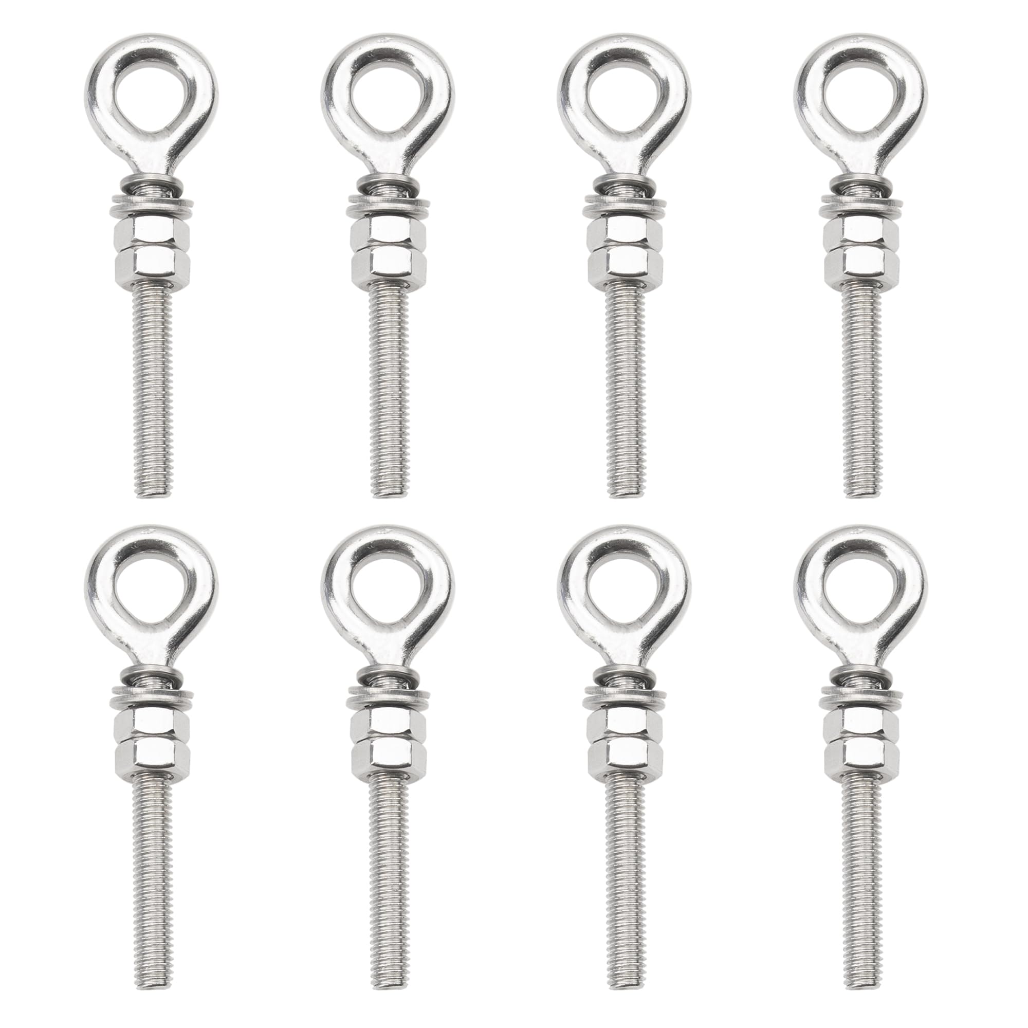 Stainless Steel M8 Eyebolts - 8 Pcs with Hardware -6