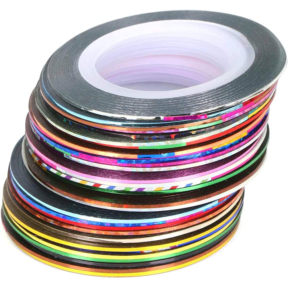30 Couleurs Couleurs mélangées Rouleaux Bande de Bande Ligne Nail Art décoration Autocollants Ongles Ligne, Stripe Nail Art Stickers Autocollant Bande, Bricolage Pointe d'ongle