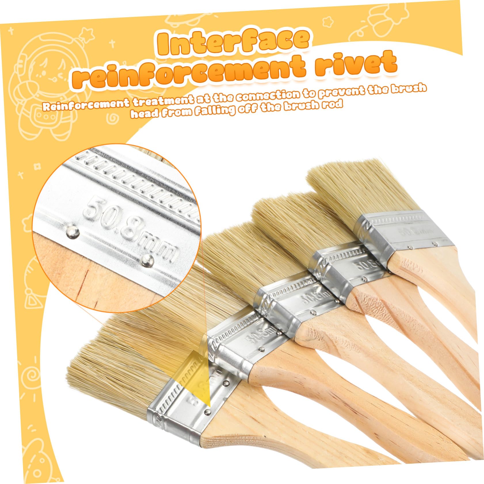 TEHAUX 30 Pezzi Pennelli Pittura Legno con Manico Ergonomico in Legno Spesso Pennelli Piatti per Vernice e Smalto su Muri Mobili e Facili da Pulire per Casa