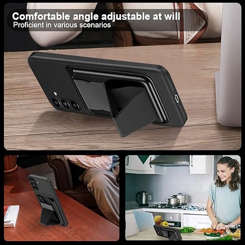 Miniatura 4 de Funda para Samsung Galaxy A13 5G con tarjetero de cuerpo completo a prueba de golpes con correa de muñeca con función atril y cordón protector para