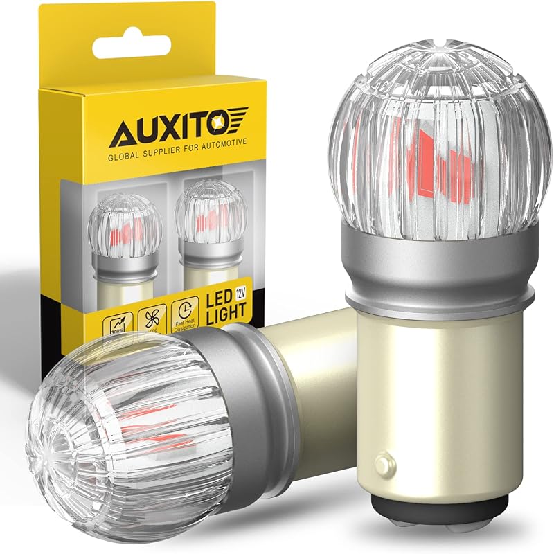 Lâmpadas LED AUXITO 1157 vermelhas 12 V para luz de freio e lanterna – Par com 2 unidades