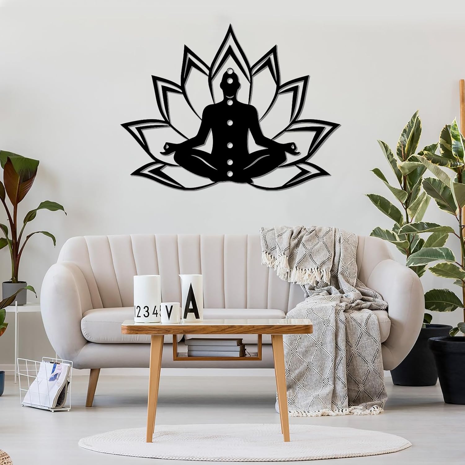 Buddha Zen Metal Wall Art, Zen Home Decor, Inspirational Metal Wall Art, Zen Lotus Spiritual Meditation Decor for Living Room, Housewarming Gift, Metal Wall Art (Black, 35.4" x 23.5"|90 x 59.6 cm)