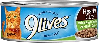 9Lives Hearty Cuts With Real Chicken & Fish In Gravy Wet Cat Food, 5.5 Ounce Cans (Pack of 24)
