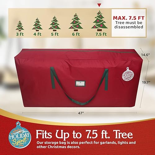 Miniatura 7 de HOLIDAY SPIRIT Bolsa de almacenamiento para árbol de Navidad para árboles. Material Oxford 600D resistente con asas reforzadas duraderas y