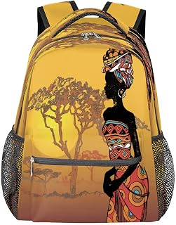 Mochilas escolares leves para meninos e meninas adolescentes africanas afro à prova d'água 16 polegadas mochilas para laptop de viagem, casual, adequado para homens e mulheres, trabalho, viagens, caminhadas, acampamento, Multicor, Medium